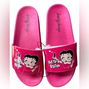 Betty Boop Pink Slide Sandals – Cartoon Graphic – Size 10